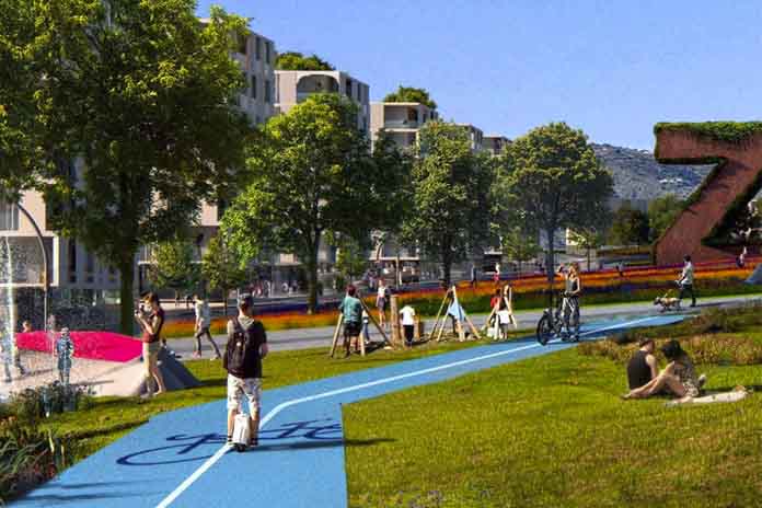 Recreación parque del futuro distrito Z en Málaga