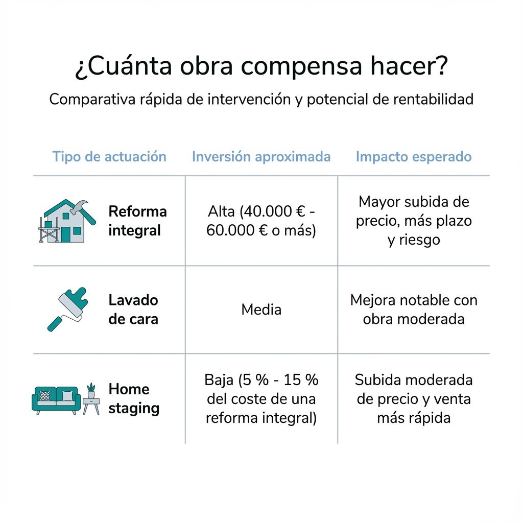 Checklist visual con los principales errores que reducen la rentabilidad de una reforma inmobiliaria.